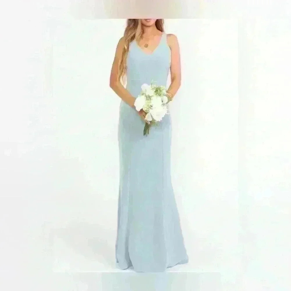 Show Me Your Mumu $198 Dress Morgan Gown Silver Sage Stretched Crepe bridesmaid
